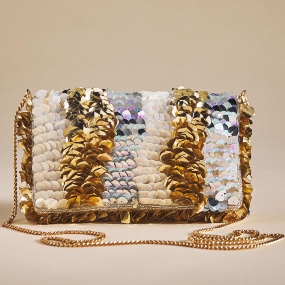 Anthropologie Handbags - Anthropologie sequin crossbody clutch purse wtags